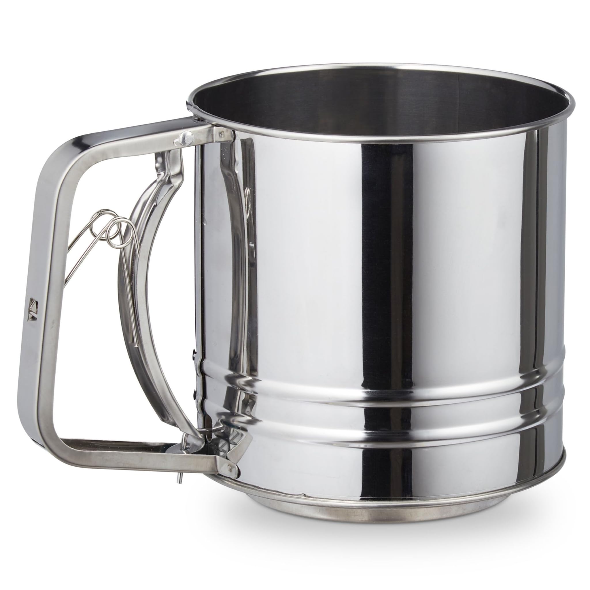 Space Home - Stainless Steel Flour Sifter - One Hand Flour Sifter with Trigger Action Handle - Manual Powder Sieve - 500 g