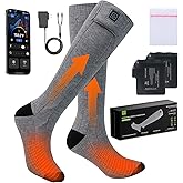 Minthouz Heated Socks, APP Control, 7.4V 5000mAh Rechargeable Battery Powered Smart Foot Warmers Thermal Socks for Men Women, Washable for Winter Fishing Cycling Skiing Skating Hiking Camping