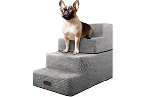 AODISMAN Dog Stairs for Small Dog, 4-Step Dog Steps for High Beds and Couch, Non-Slip Pet Stairs for Small Dogs and Cats,Dog Bed Stairs, Grey, 3/4/5 Steps