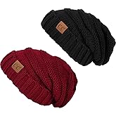 Funky Junque Slouchy Beanie for Women Winter Hat Warm Slouch Oversized Soft Chunky Cable Knit Beanies for Cold Weather
