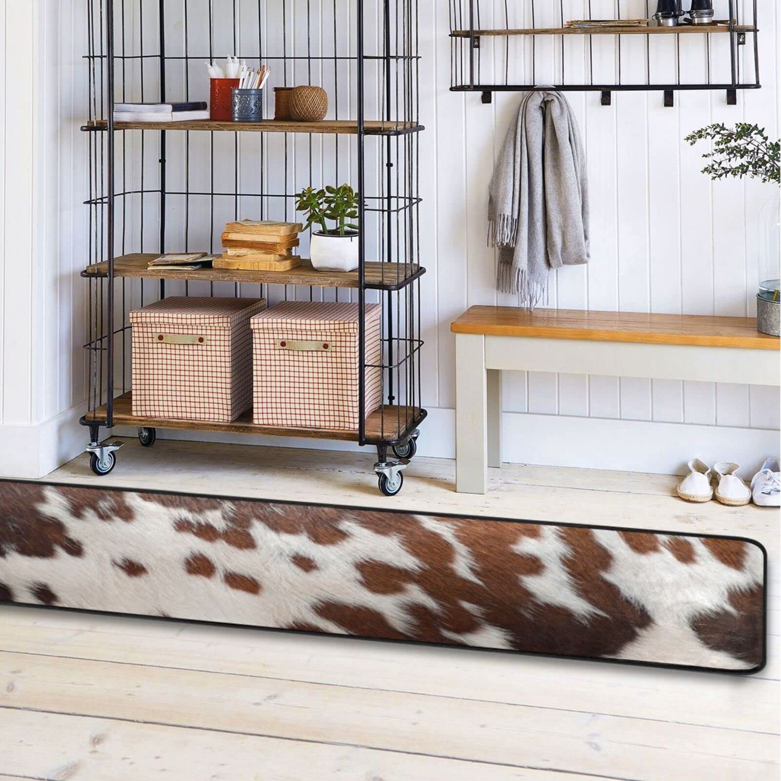 Photo 1 of Brown Cow Fur Runner Rugs Non Slip, Cattle Hide Pattern Washable Kitchen Floor Rug Mats,Bath Rug Soft Standing Mat Carpet Decor for Home Living Room Entryway Hallway 72x24in