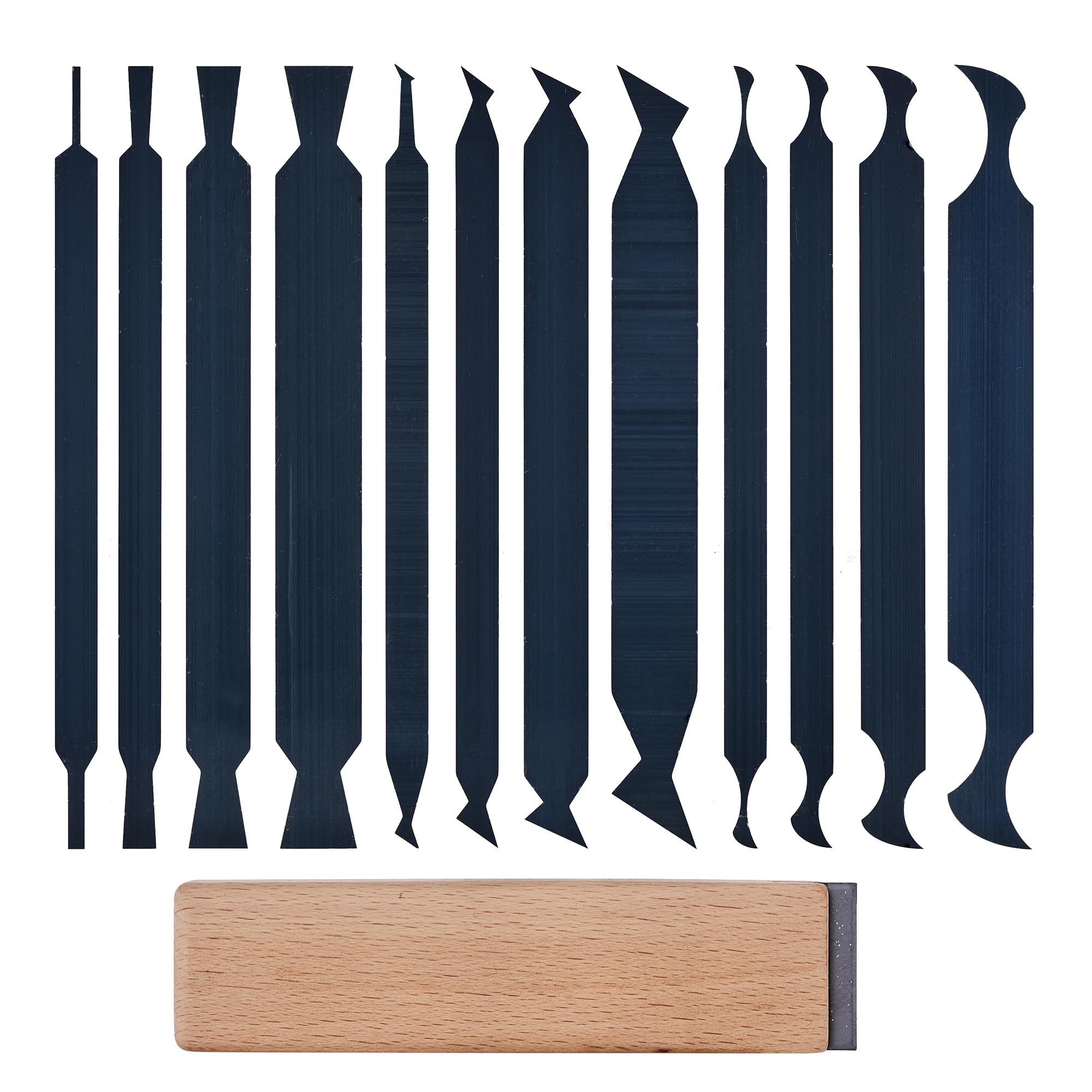New Cabinet Scraper Cards asnd Cabinet Scraper Burnisher with 12 Piece Multi-Shaped Scraper Set Suitable for Various Small Space and Small-Sized Tasks(12 Different Scraper Cards + 1 Burnisher)