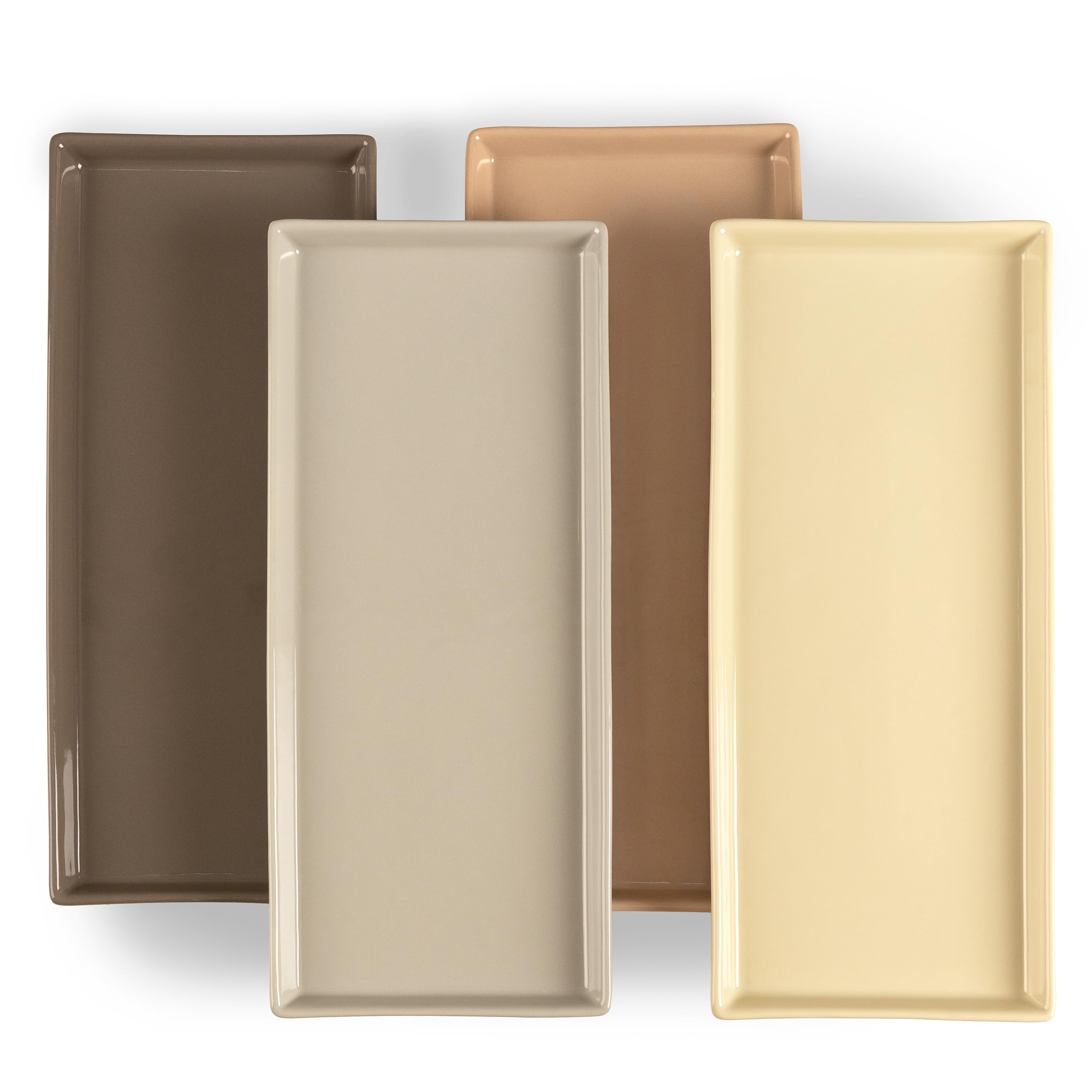 Photo 1 of Home Beets Neutral Colored Ceramic Serving Platters (14 x 6 Inch Rectangle Plates) Serving Dishes for Entertaining, Food, Appetizers, Desserts, Cheese Board, Charcuterie, Sushi - Set of 4 Party Trays