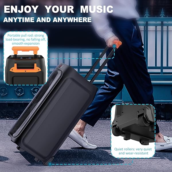 HWWR KARAOKE MACHINE WITH 2 WIRELESS MICROPHONES, BIG BLUETOOTH PARTY SPEAKER WITH 500W PEAK POWER FOR ADULTS, PA SYSTEM WITH ROLLING WHEELS AND TROLLEY, PERFECT FOR OUTDOOR, HOME PARTY, GATHERINGS