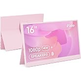 Pixio PX160 Wave Pink Portable Monitor 15.6 inch 60Hz FHD 1080p IPS Panel HDR Screen Cover Stand USB-C HDMI Laptop Screen Extender Portable Monitor for Laptop, PC, Console, Phone