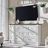 Aitjunz Farmhouse 8 Drawers Dresser for Bedroom, 61" Wide Large Dressers & Chests of Drawers w/Roman Column, Storage Dressers Organizer for Bedroom, Hallway, Living Room, White
