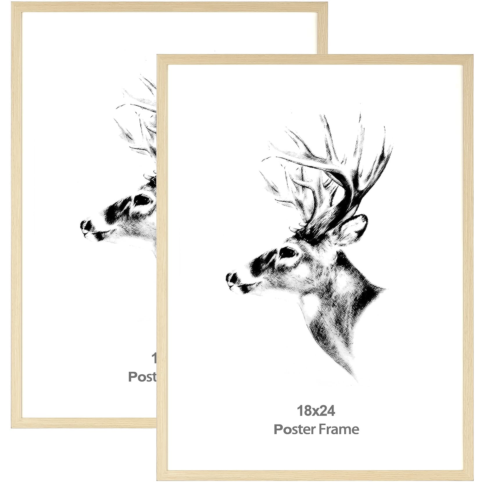 Photo 1 of *** FACTORY SEALED OPENED FOR INSPECTION***Yaetm 18x24 Poster Frame Set of 2, Natural Solid Oak Wood Picture Frame 18x24 for Photos, Posters & Art Prints, Wall Gallery for Horizontal and Vertical Wall Mount (2 pack, Oak)