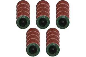 WA 25PACK - 2" Roll Lock Quick Change 36# Resin Fiber Sanding & Grinding Discs, Type R Male, Grit 36