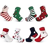 SATINIOR, 8 Pairs Fuzzy Christmas Socks Plush Slipper Socks Adult Christmas Holiday Socks Winter Warm Fluffy Cozy Crew Socks for Women Girls (Lovely Style), One Size