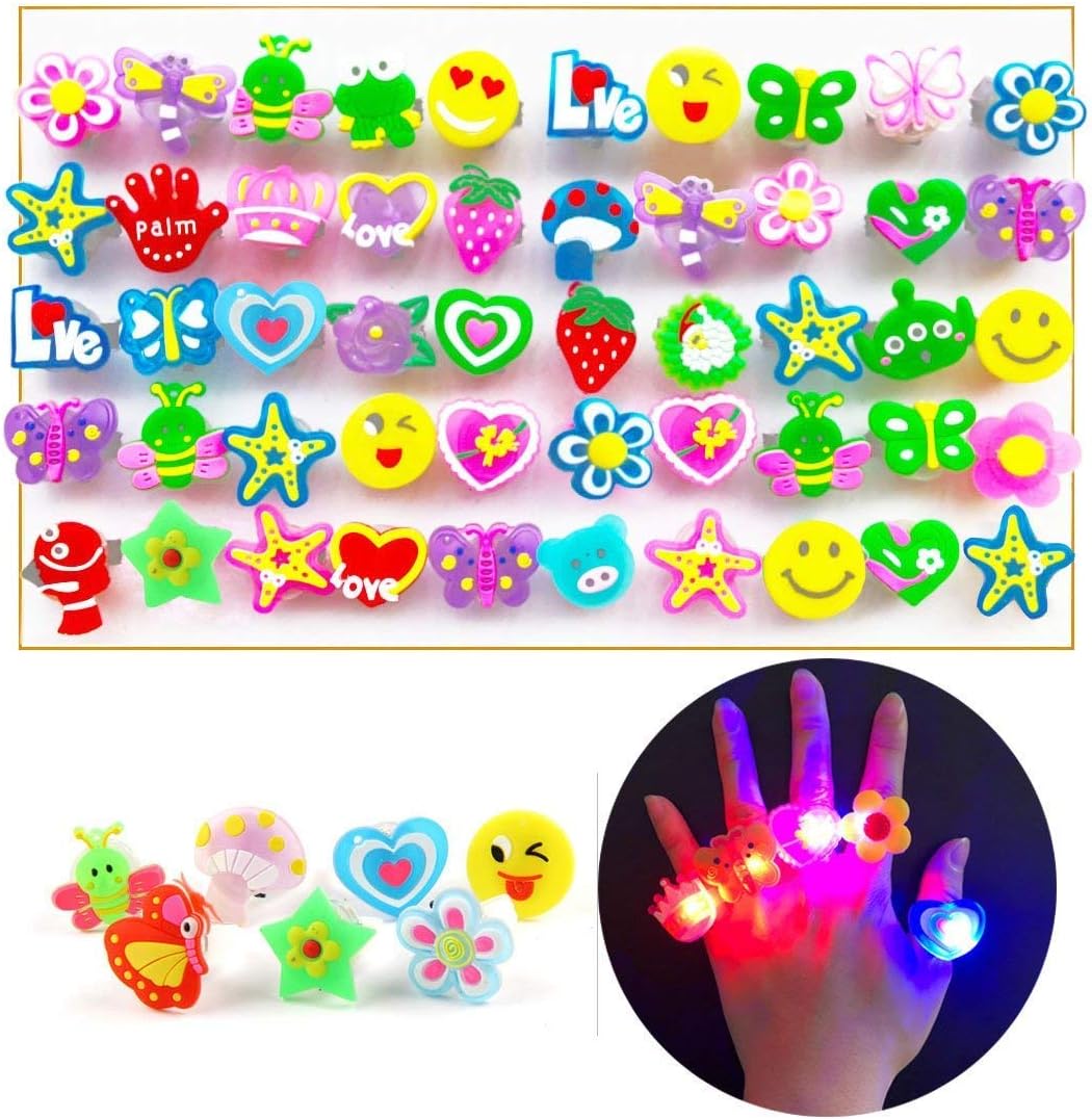 ChangSheng Glow Rings Led Party Supplies,50 Pcs Random Pattern Light Up Rings for Graduation Ceremonies, Birthday Parties and Parties