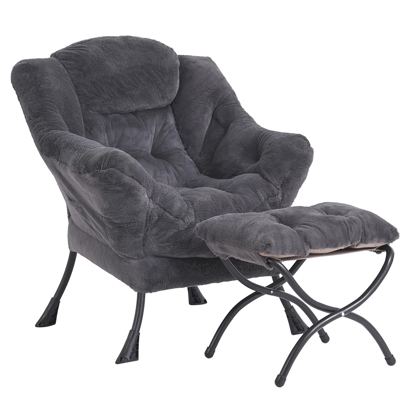 Photo 1 of **USED - MINOR DAMAGE**
LITA Modern Accent Leisure Upholstered Sofa Chair, Lounge Reading Chair with Armrests and a Side Pocket for Living Room, Bedroom & Small Space, Plush Navy