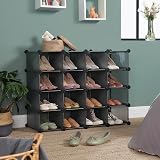 Songmics 16-Cube Storage Unit Shoe Rack DIY Shelving Grey LPC44G 30 x 111.2 x view 2