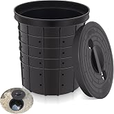Memorywuu Sump Pump Basin with Lid Holes, Black, 13 x 11.4 x 15 Inch | Perforated Drainage Basin Cover, Crawl Spaces Yards Patios Driveways, Water Collection Outdoor Basement Flooding Prevention