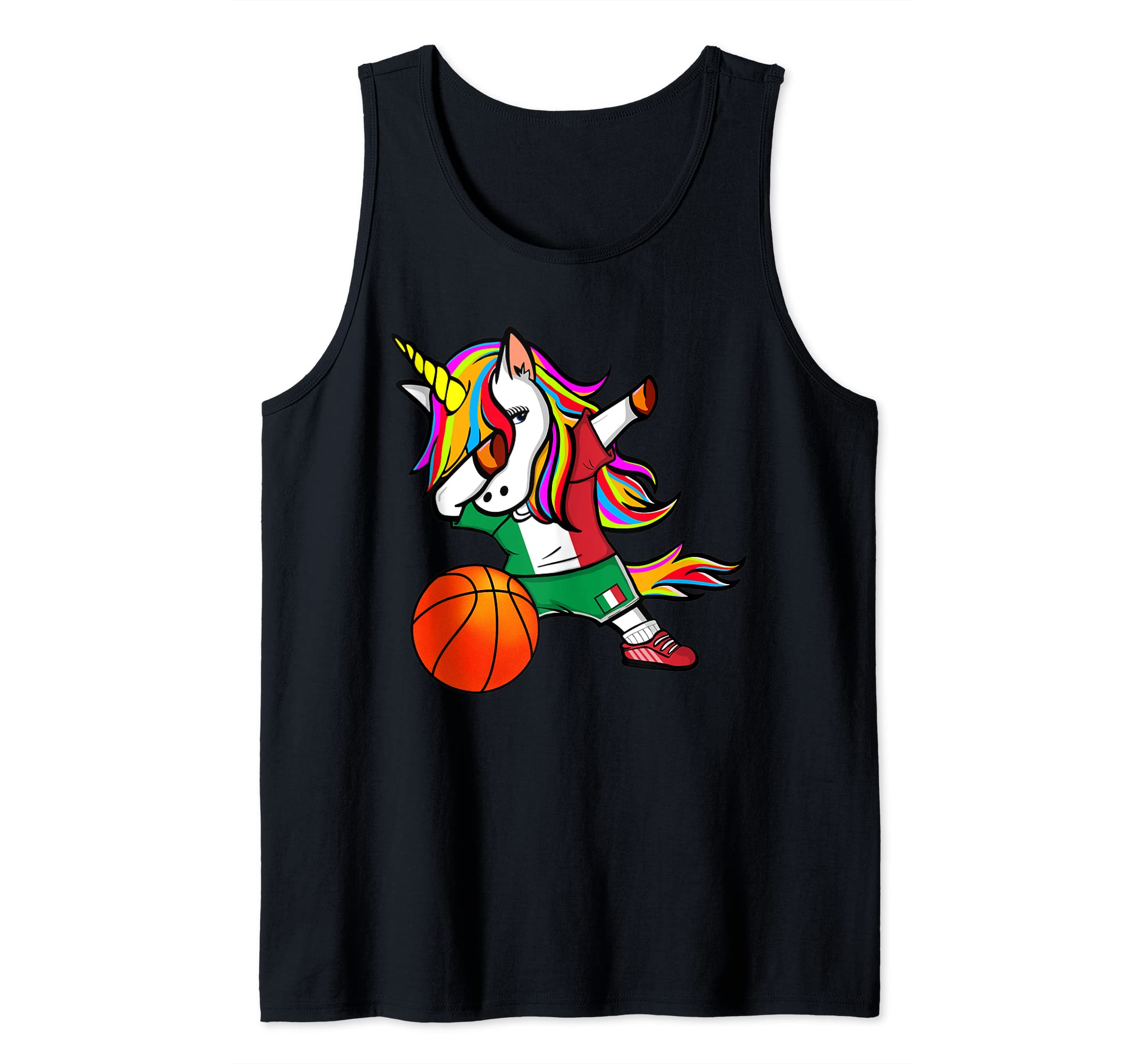 Funny Dabbing Unicorn Italy Basketball - Italian Flag Sport Tank Top