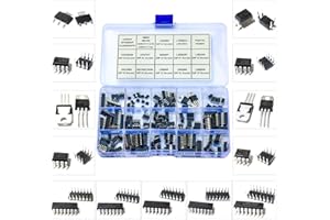 Yoeruyo DIP Integrated Circuit JRC4558 LM358P 74HC595N NE555P LM324N ULN2003APG AMS1117-3.3V LM386N L7805CV Operational Amplifier/Shift Registers/Voltage Regulator/Logic Gate IC Socket Assortment Kit