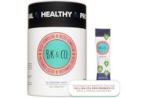 BELOIT KOMBUCHA COMPANY Beloit Kombucha Tea Powder, Water Flavor Packets, Organic Probiotic Drink for Gut Health, Healthy Drinks, Low Sugar and Calorie Mix, No Apple Cider Vinegar Taste, 15 Pack (Blueberry Mint Flavor)