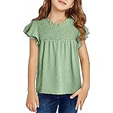 DOKOTOO KIDS Girls Tops Tween Short Sleeve Shirts Teen Summer Ruffle Cute Swiss Polka Dot Blouse Size 6-15 Years