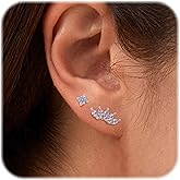 Enticera 925 Sterling Silver Hypoallergenic Cartilage Earrings Studs Set for Multiple Piercing for Women Handmade CZ 14K Gold Plated Stacks Stud Earrings for Helix Tragus Conch Piercing Jewelry
