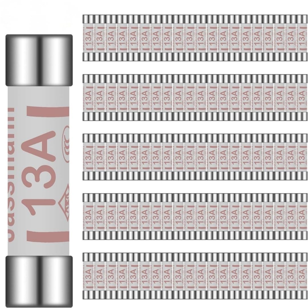 Tech Traders ® 100x 13Amp Domestic Fuses Plug Top Household Mains 13amp Cartridge Fuse