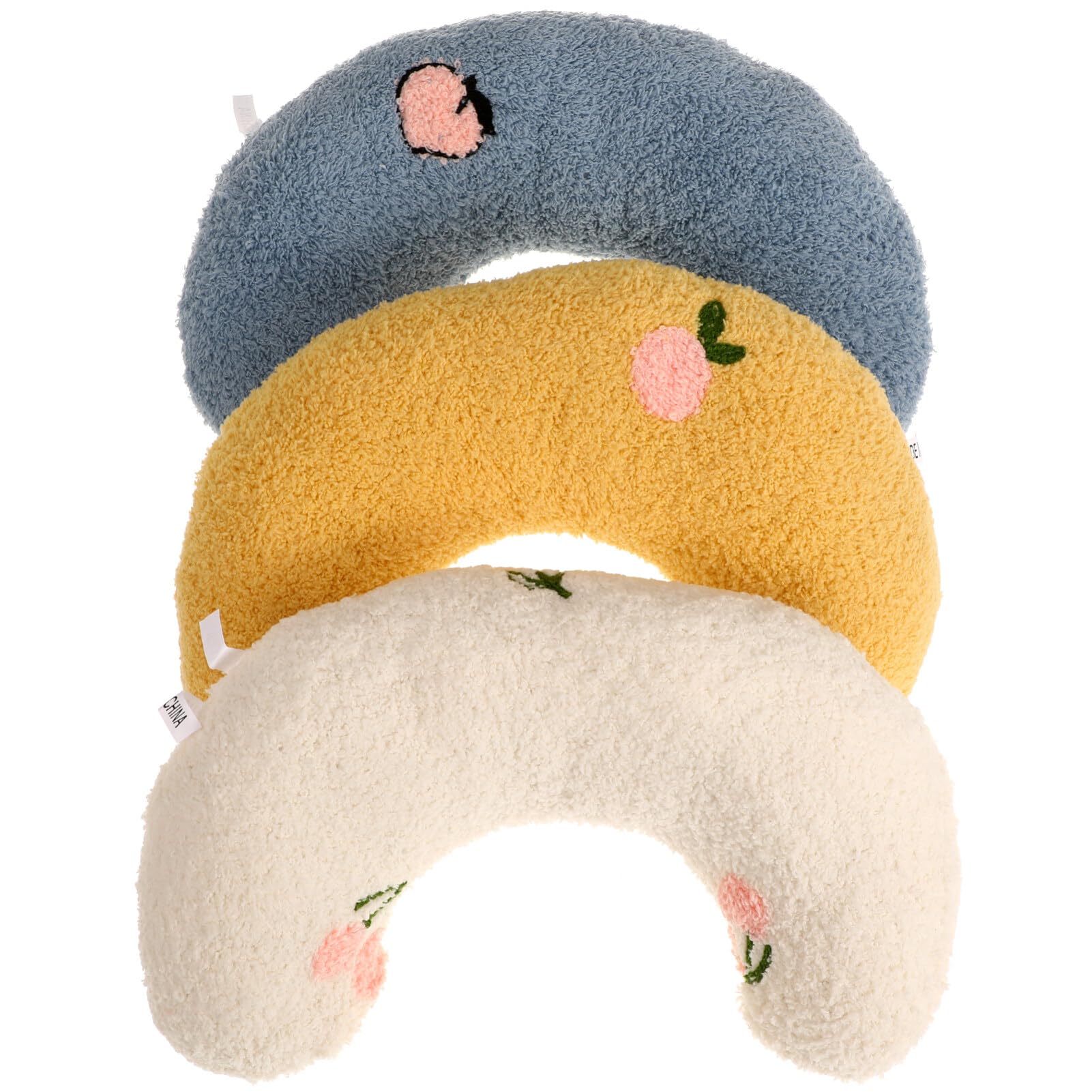 Mikikit Cute Cat Pillows, 3pcs Dog Neck Calming Toy Puppy U Shaped Neck Protector Supple Cushion for Kitten Doggy Sleeping