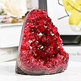 CrystalHola 1Pc Claret Raw Geode, 600-700g Quartz Cluster for Home Feng Shui Ornaments Energy Stone Healing Tools Meditation Feng Shui Decoration,Stone Display Piece, Mineral Specimen