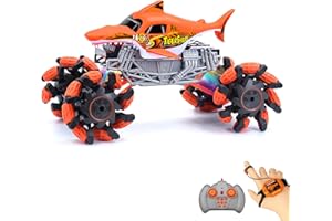 DISSONA Shark Monster Remote Control Truck All-Terrain Toy Remote Control Car Vehicle, 2.4 GHz,1:16 Scale, Off Road Rechargeable RC Car Kids Toys for Boys and Girls Ages 3 and up (orange2)