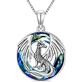TOUPOP Dragon Necklace for Women 925 Sterling Silver Dragon Pendant Necklace with Crystal Jewelry Birthday Christams Gift for Her Mom Daughter Wife