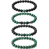 XIANNVXI Mens Beaded Bracelet Set Natural Stone 8mm Beads Bracelets for Men Red Black Bead Stretch Bracelet for Mens