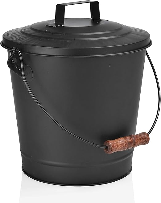 Wadiga - Cubo para cenizas de chimenea (8 L), color negro: Amazon.es: Hogar