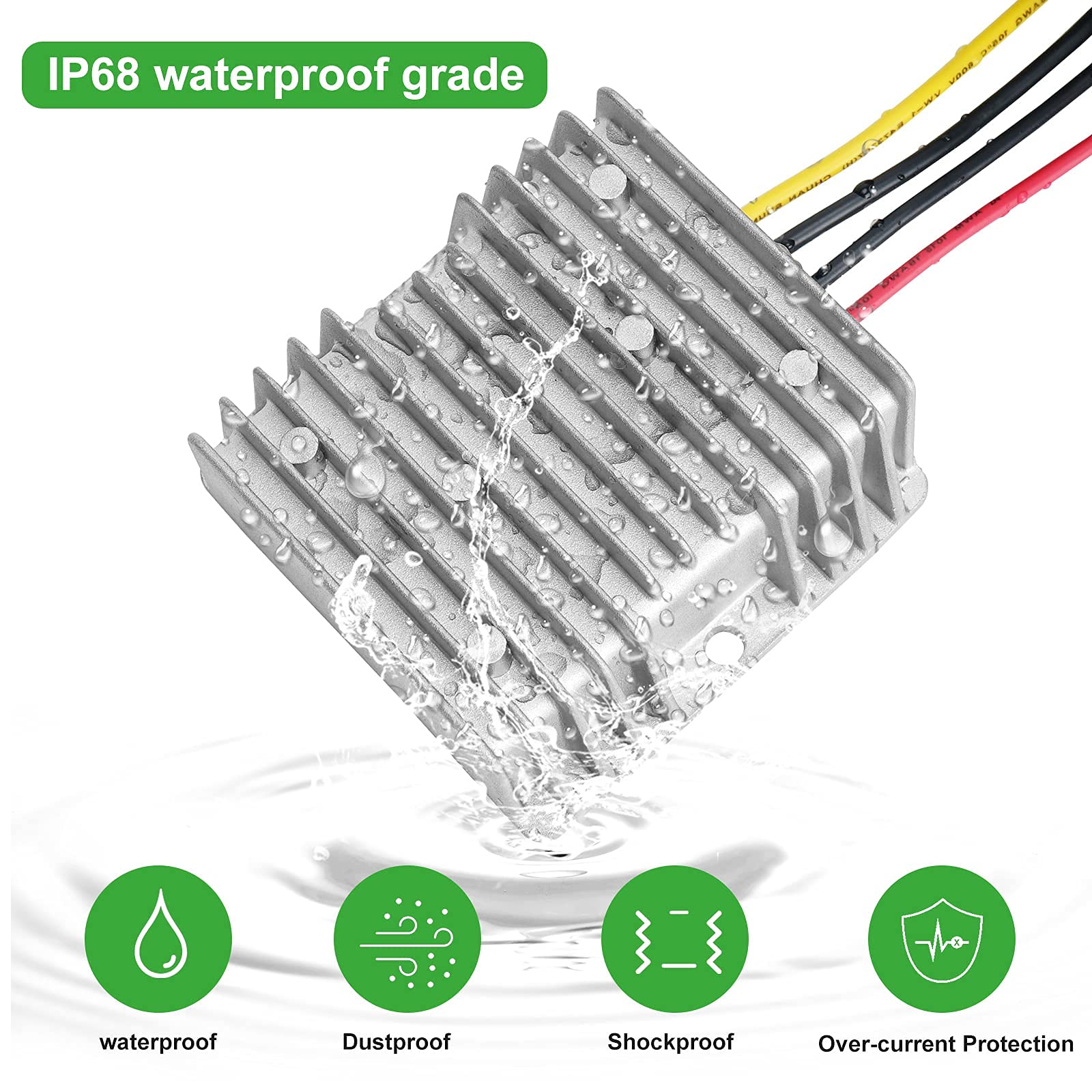 DC 36V/48V Step Down to 12V 20A 240W DC DC Converter Regulator Power Supply Module Buck Transformer, Waterproof Voltage Reducer for Golf Cart, forklifts Car