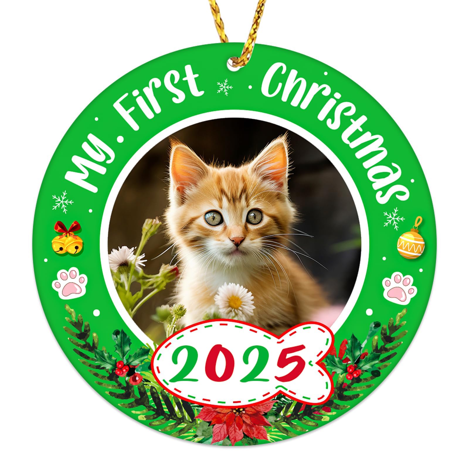 Photo 1 of JUESMOS Cat First Christmas Photo Frame Ornament 2025 Personalized My Fur Baby's 1st Christmas Picture Frame Ornaments Gift for Cat Dad Mom Kitten Pet Lover My First Xmas Ornaments