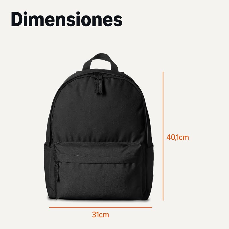 Mochila Clássica/Diária/Escolar, Preta, 1 Unidade