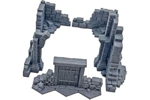 simhoa Ruined Wall Terrain Miniature Scenery Accessories Desktop Ornament Miniature