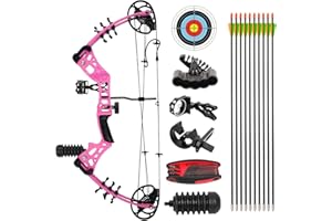 AKCHOER Compound Bow and Arrow Kit Youth Bow and Arrow Set, 15-45 Lbs Draw Weight, 18"-29" Draw Length, Right Handed Bow for Beginner, 320 Fps Hunting & Target Bow with All Accessories