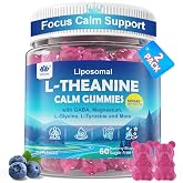 L Theanine Calm Gummies 500mg + Saffron + Magnesium Glycinate + GABA,120Cts | Sugar-Free Liposomal L-Theanine Supplement, w/Ashwagandha, Algae Omega-3, Vitamin D3 B12, for Brain Calm, Relax, Mood, Zzz