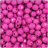 BeadTin Dark Pink Opaque 8mm Faceted Round Craft Beads (450pcs)