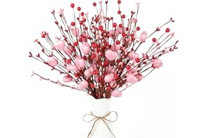 Lotus Hills Valentines Day Decor, 6 Pack Pink Heart Shaped Picks for Valentines Day Decorations, Valentines Day Picks for Table Decor, Valentines Day Gifts Party Decorations