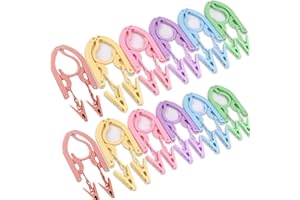 YOUOWO Travel Hangers with Clips Portable Folding Clothes Hangers 12 Pcs with 24 Pcs Hanger Clips for Scarves Suits Trousers 