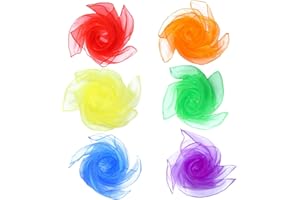 Lot de 6 écharpes en soie, 60 x 60 cm, colorées, douces et douces pour la peau, jouets sensoriels carrés lavables pour la per