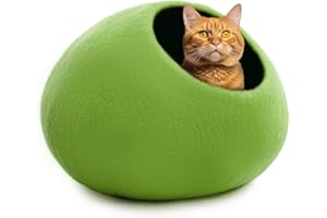 Woolygon Premium Wool Cat Cave Bed - Felt Cat Cave Handmade from 100% Merino Wool, Eco-Friendly Felt Cat Bed for Indoor Cats and Kittens