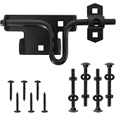 Slide Bolt Gate Latch,Sliding Bolt Door Lock with Padlock Hole for Wooden Fence and Vinyl Gates,mainly Used for Fence,shed Door,Yard Door,Barn Door,Outdoor and Indoors,Coated with Black-1 Pack