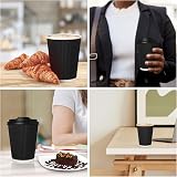 Zuvo 8 oz Takeaway Coffee Cups with Lids Ripple Kraft Pack of 50 Black view 5