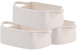 KALLAX Small Woven Basket, 12 x 8 x 4.5 Inches, Small Storage Baskets for Organizing, Gift Baskets Empty, Cute Rope Shelf Closet Storage Bins for Shelves, Dog Toy Basket, Off White