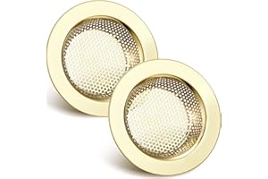 Retisee 2 Pcs Sink Strainer Stainless Steel Kitchen Sink Drain Strainer Basket Cover Mesh Hair Food Catcher, Large Wide Rim of 4.4 Diameter(Gold)