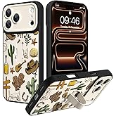 Jefonha Designed for iPhone 17 Pro Max Case with Finger Strap Kickstand, Western Country Cowboy Print with Finger Hand for Women Men Full Camera Protection Shockproof Protective Cover, White
