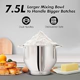 Aucma 7.5L Stand Mixer 1400W with Bowl Dough Hook Whisk Beater Black view 2
