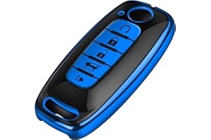 Tukellen for Nissan Key Fob Cover, Premium TPU Plated Case for 2023-2025 Pathfinder Rogue Ariya Versa Kicks Sentra Armada Murano Smart Remote Key Protector (Blue, 5 Buttons)