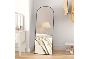 HOMCOM Arched Full Length Mirror, 64" x 24" Aluminum Full Body Mirror with Stand, Free Standing, Wall Mounted or Leaning Floo
