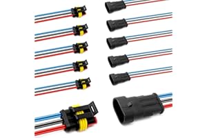 I Little Bamboo 3Pin Way 16 AWG Waterproof Electrical Connectors, Male and Female Way 16 AWG Wire Harness Plug Socket Kit Suitable for Car, Truck, Boat, Motorcycle, Trike, Caravan, Marine-6 PACK