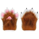HAOAN Furry Faux Fur Fox Cat Paws Gloves Animal Fursuit Mittens Halloween Christmas Cosplay Costume Props